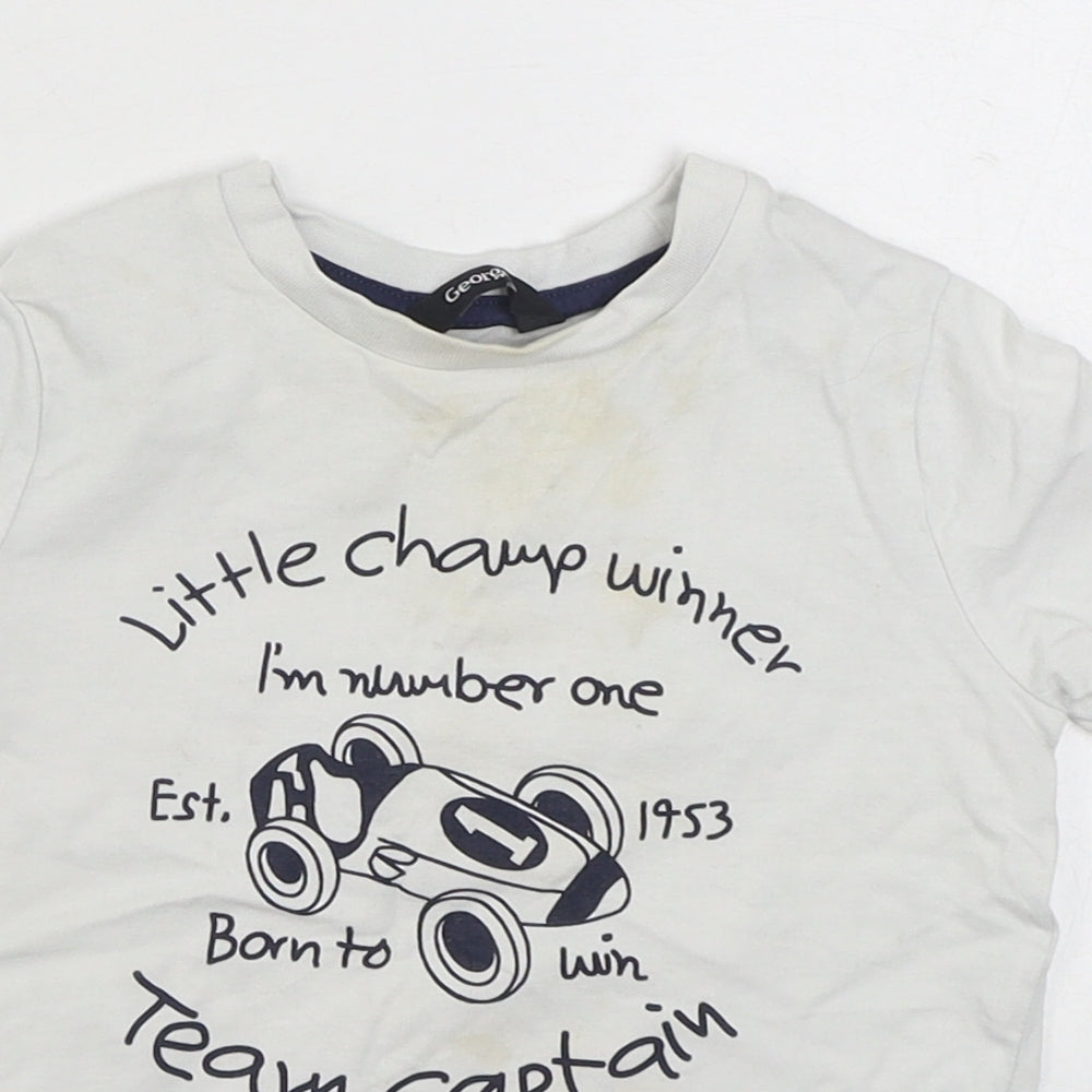 George Boys White  100% Cotton Basic T-Shirt Size 12-18 Months Round Neck Pullover