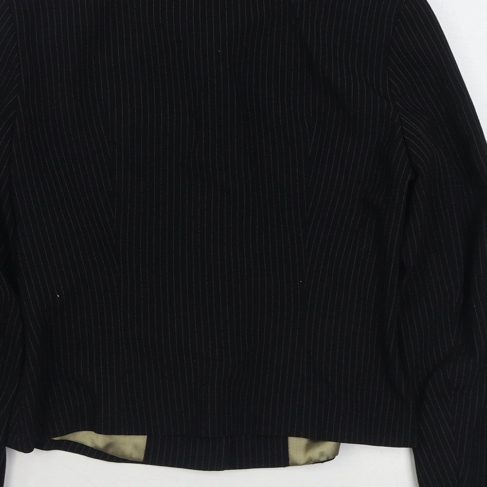 Wallis Womens Black Striped  Jacket Blazer Size 10  Button