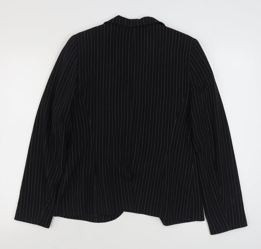 Dorothy Perkins Womens Black Striped  Jacket Blazer Size 12  Button
