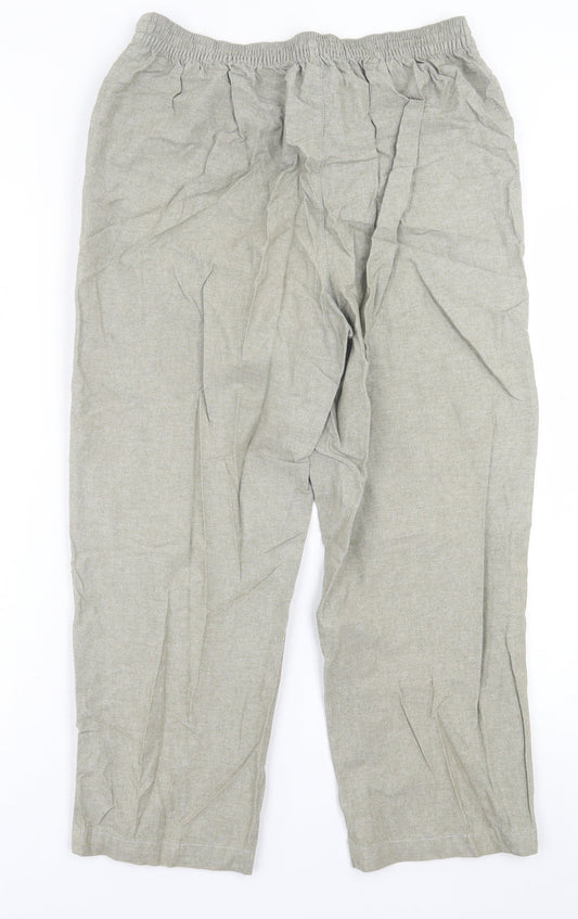 Isle Essentials  Womens Green  Cotton Trousers  Size 12 L24 in Regular Tie
