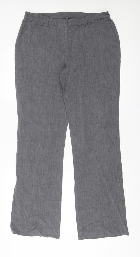 wrap Womens Grey  Polyester Trousers  Size 34 in L32 in Regular Hook & Eye
