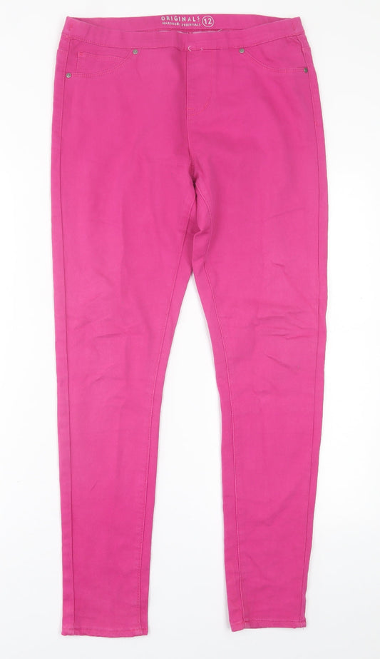 originla Womens Pink  Cotton Jegging Trousers Size 12 L29 in Regular