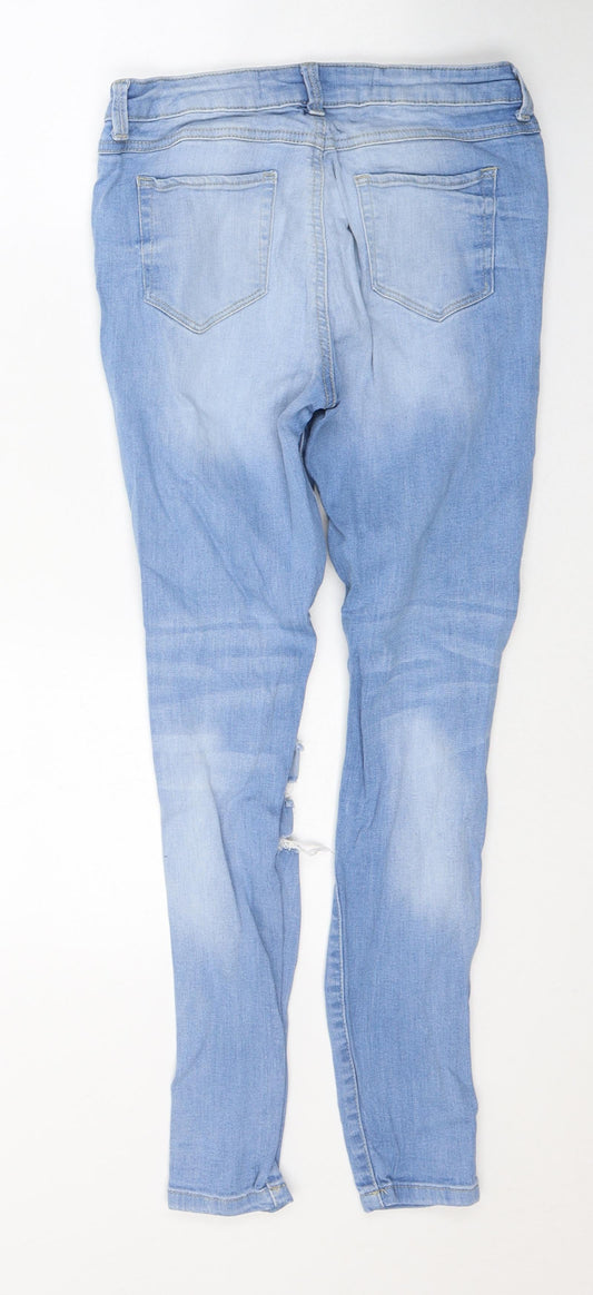 Denim & Co. Womens Blue  Cotton Skinny Jeans Size 10 L27 in Regular Button