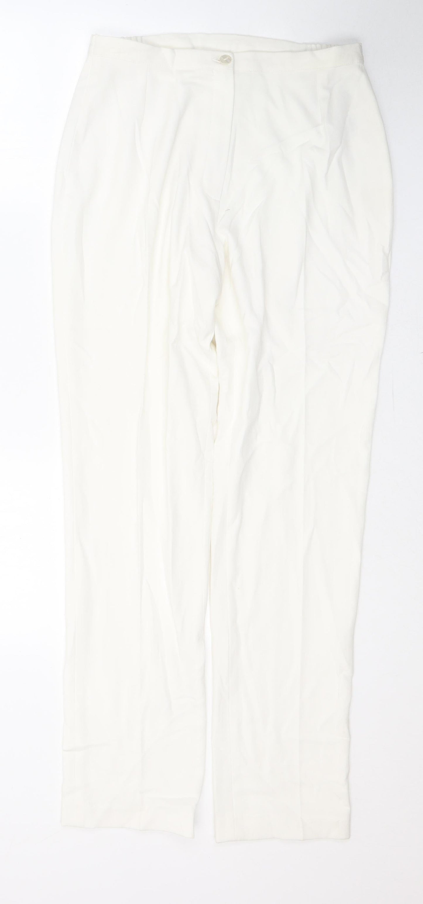 Hudson & Onslow Womens White  Polyester Trousers  Size 12 L30 in Regular Button