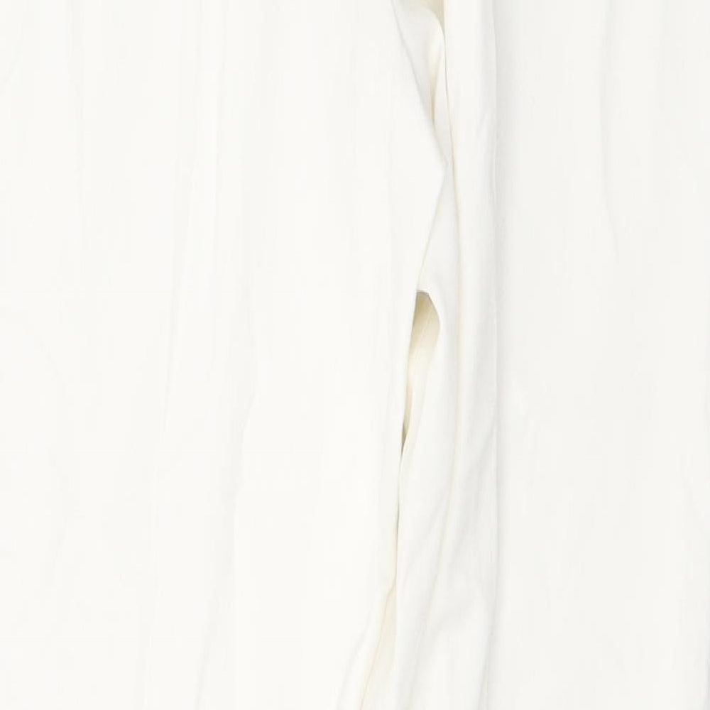 Hudson & Onslow Womens White  Polyester Trousers  Size 12 L30 in Regular Button