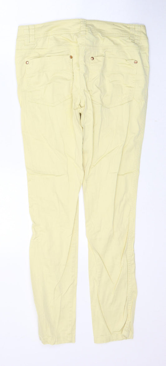 NEXT Womens Yellow  Cotton Straight Jeans Size 10 L28 in Regular Button