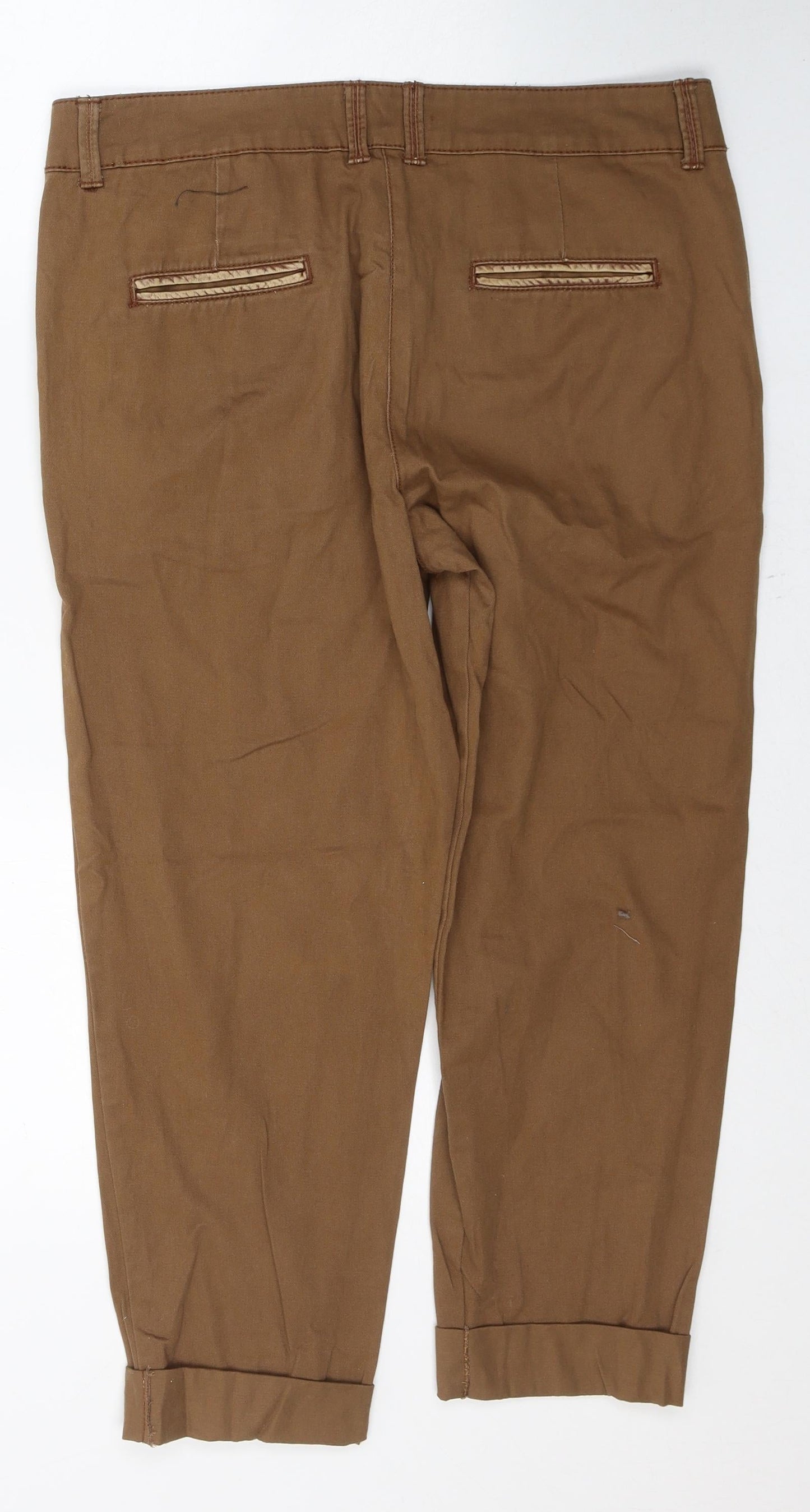Preworn Womens Brown  Cotton Cropped Jeans Size 32 L22 in Regular Button