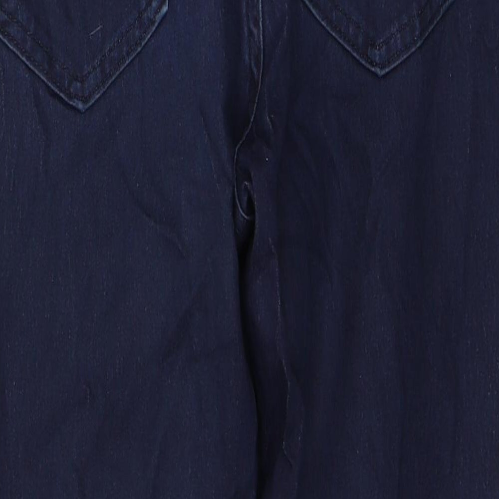 Marks and Spencer Womens Blue  Cotton Skinny Jeans Size 14 L24 in Regular Button