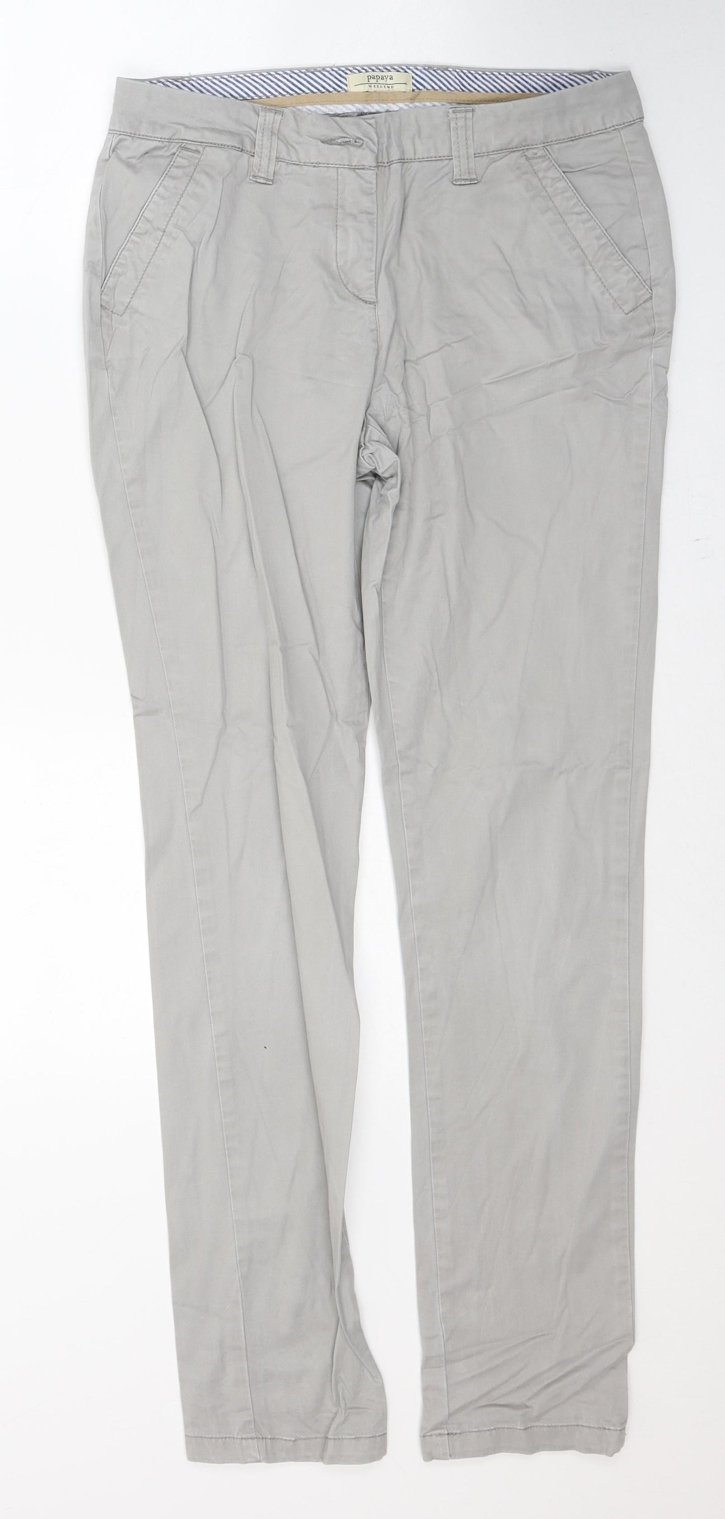 Papaya Womens Grey  Cotton Straight Jeans Size 10 L30 in Regular Button
