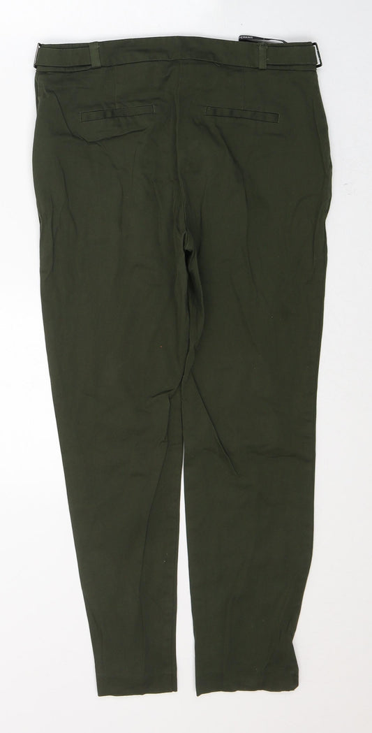 Dorothy Perkins Womens Green  Cotton Trousers  Size 8 L24 in Regular Button
