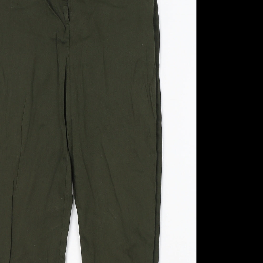Dorothy Perkins Womens Green  Cotton Trousers  Size 8 L24 in Regular Button
