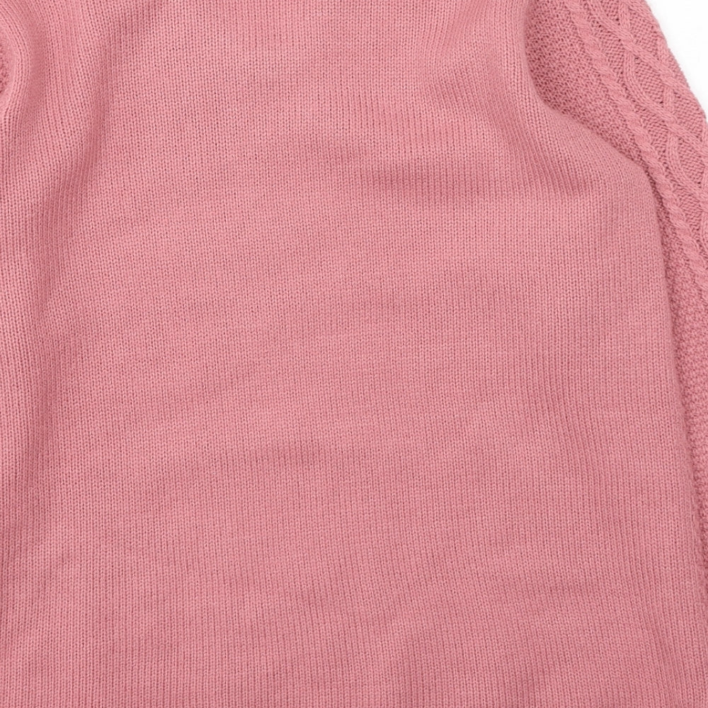 isle Womens Pink V-Neck  Acrylic Pullover Jumper Size M