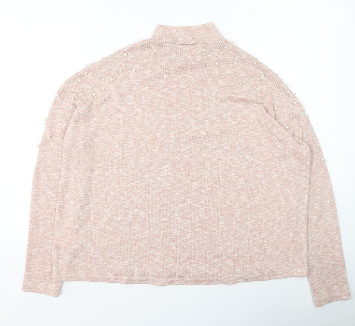 H&M Womens Pink Round Neck  Polyester Pullover Jumper Size M