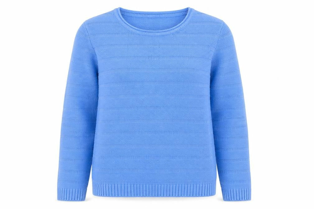 hle Womens Blue Round Neck  Acrylic Pullover Jumper Size M