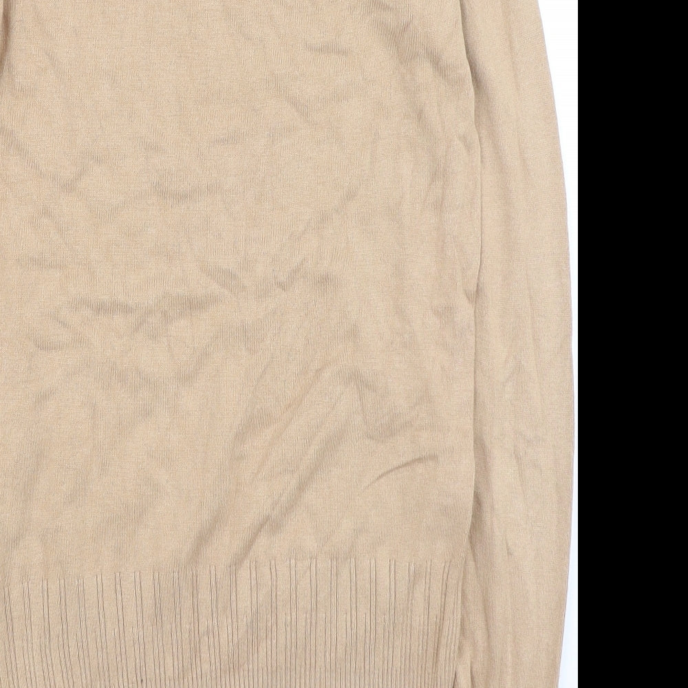 Dorothy Perkins Womens Brown V-Neck  Viscose Pullover Jumper Size 10