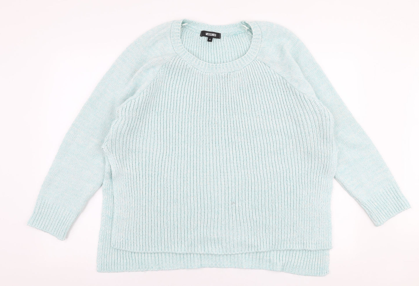 Missguided Womens Blue Round Neck  Acrylic Pullover Jumper Size 12