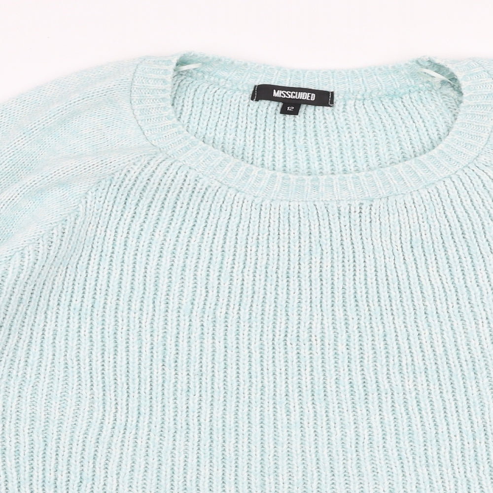 Missguided Womens Blue Round Neck  Acrylic Pullover Jumper Size 12