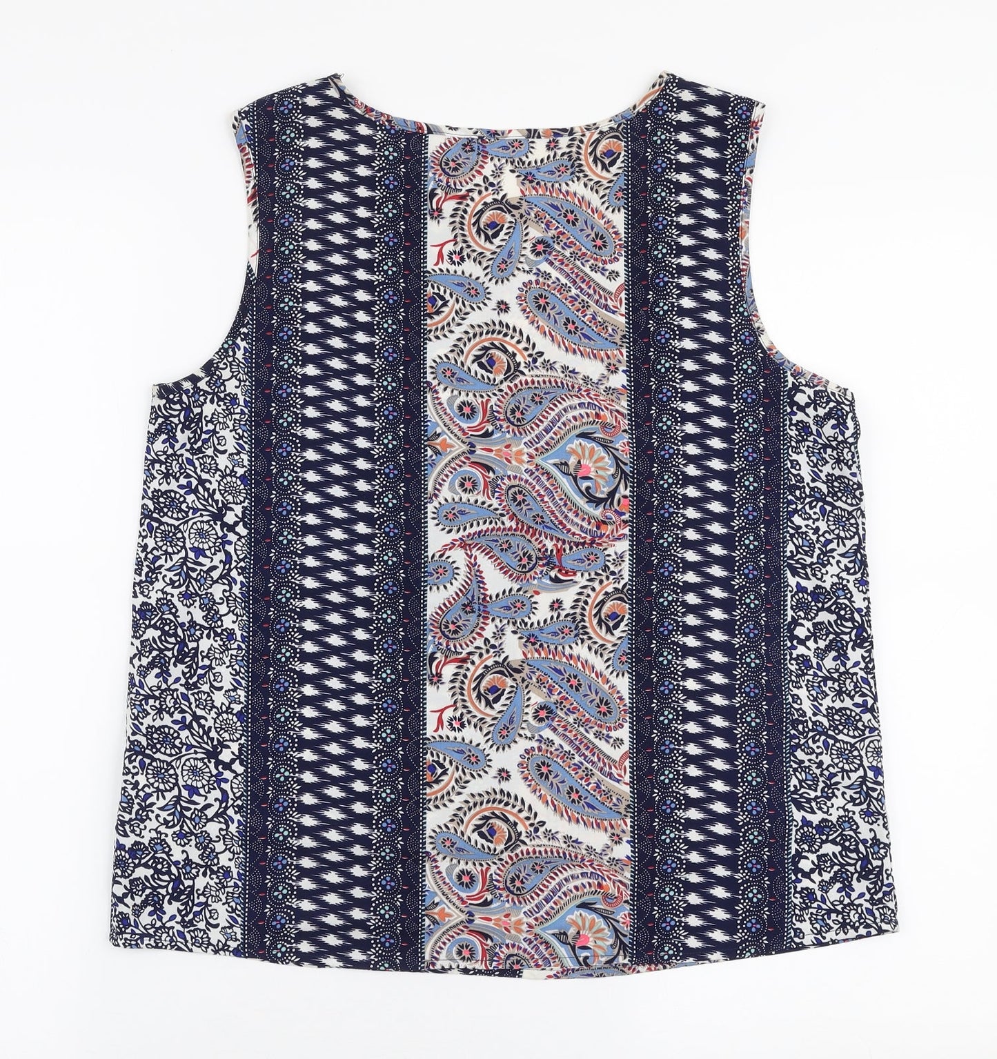 Jaqueline De Yong Womens Multicoloured Paisley Polyester Basic Blouse Size 8 Round Neck