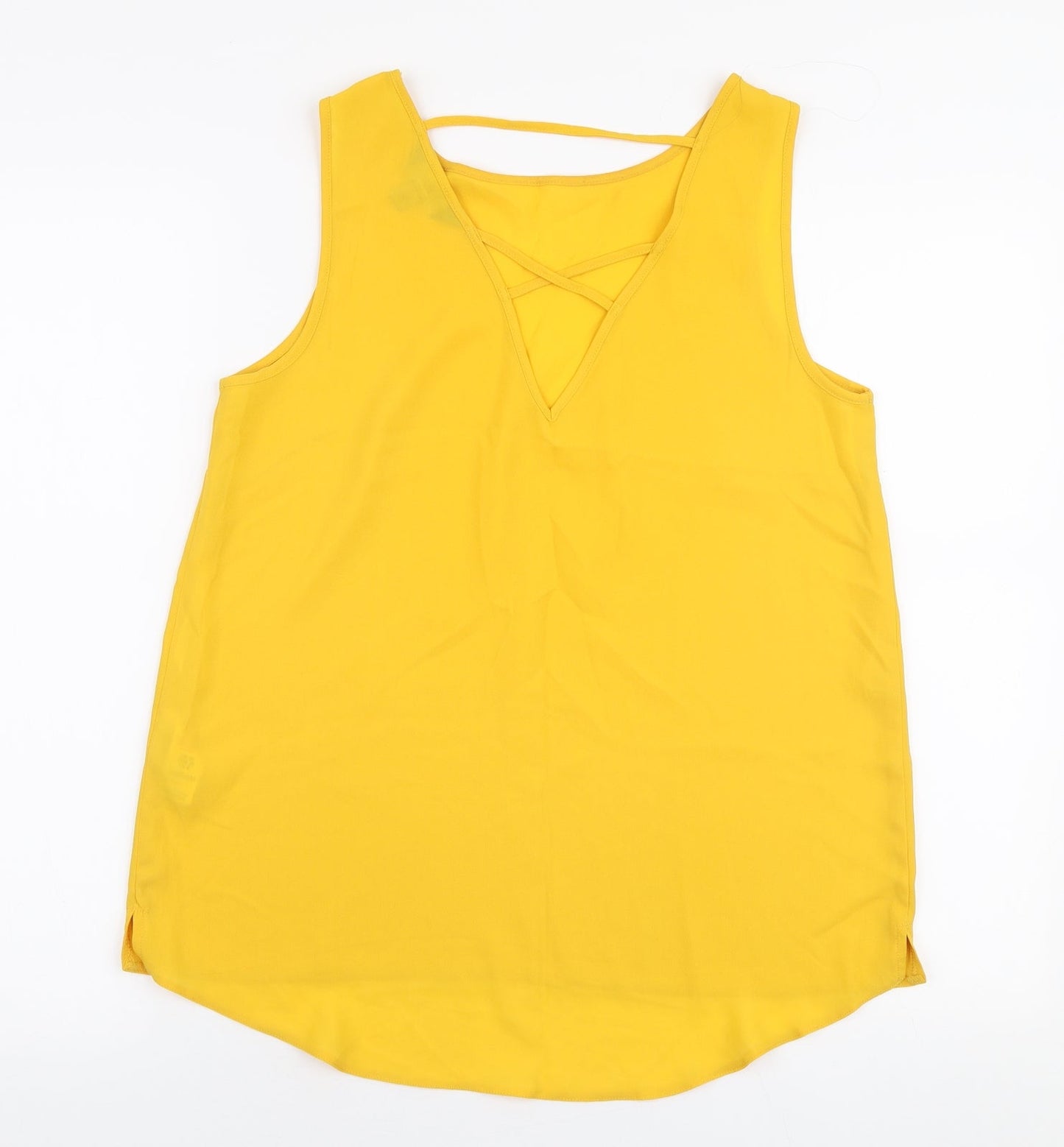 Dorothy Perkins Womens Yellow  Polyester Camisole Blouse Size 10 Round Neck