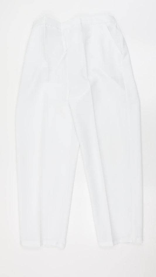 Preworn Womens White  Polyester Trousers  Size 16 L26 in Regular