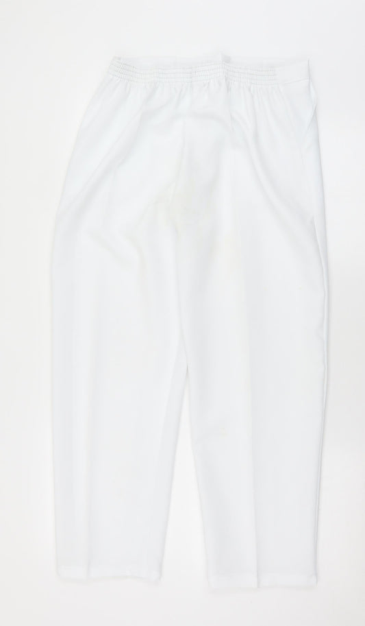 Preworn Womens White  Polyester Trousers  Size 16 L26 in Regular