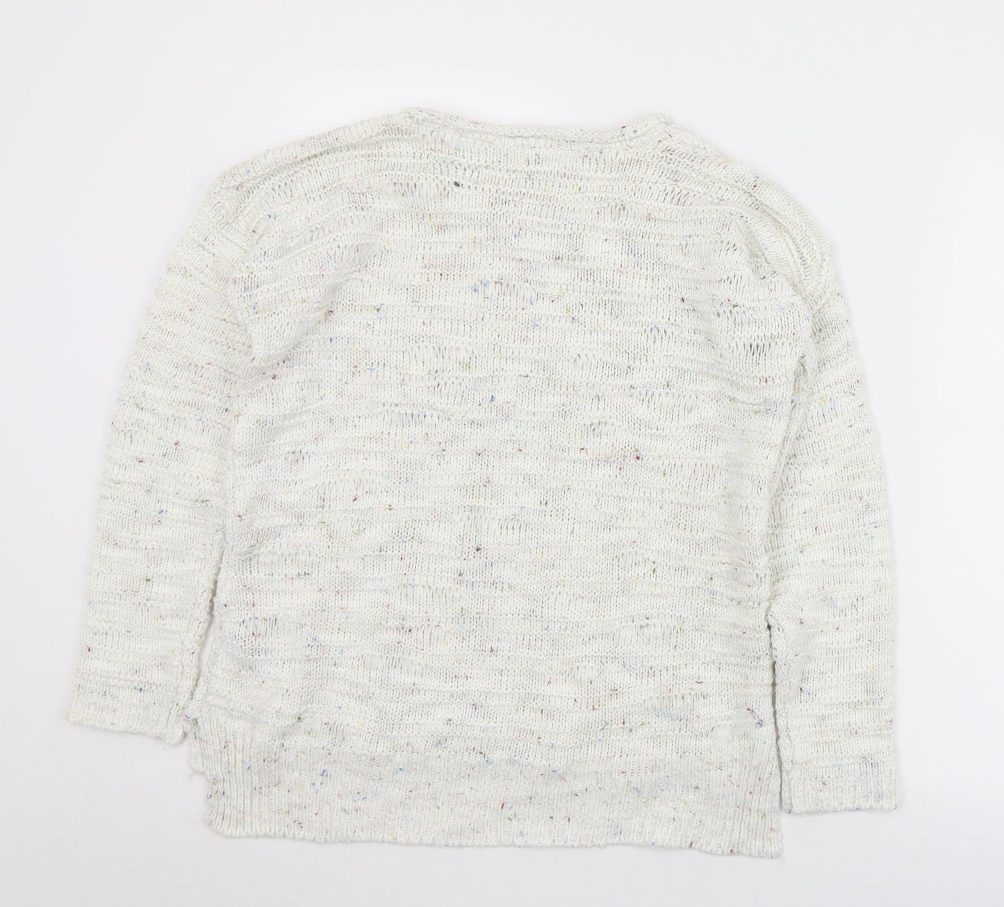 M&Co Womens Ivory Round Neck  Acrylic Pullover Jumper Size L