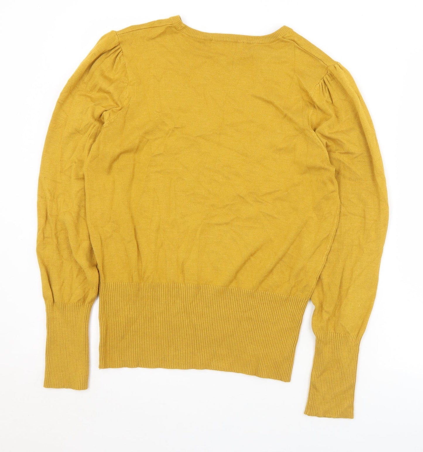 Marks and Spencer Womens Gold Round Neck  Viscose Pullover Jumper Size 12