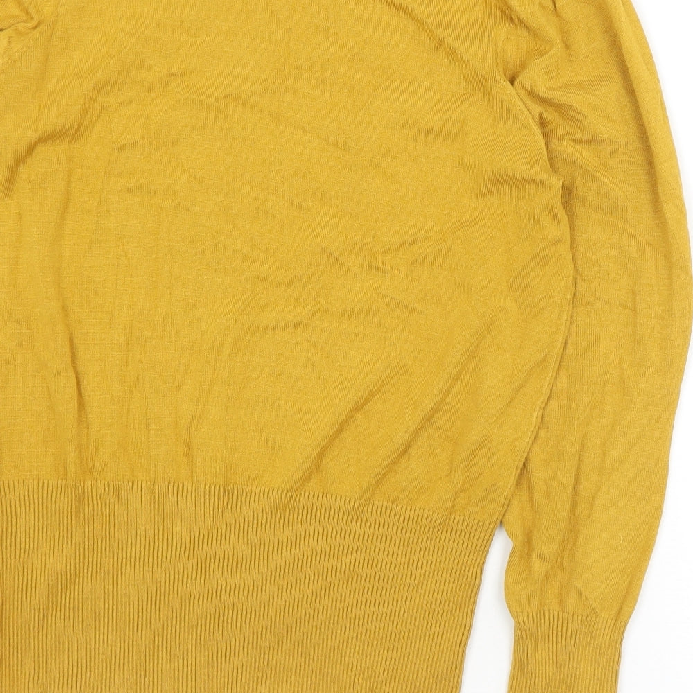 Marks and Spencer Womens Gold Round Neck  Viscose Pullover Jumper Size 12