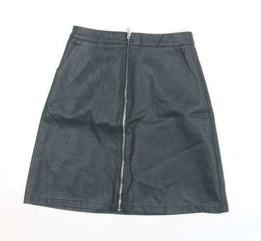 A&G Womens Green  Viscose A-Line Skirt Size XS   Zip