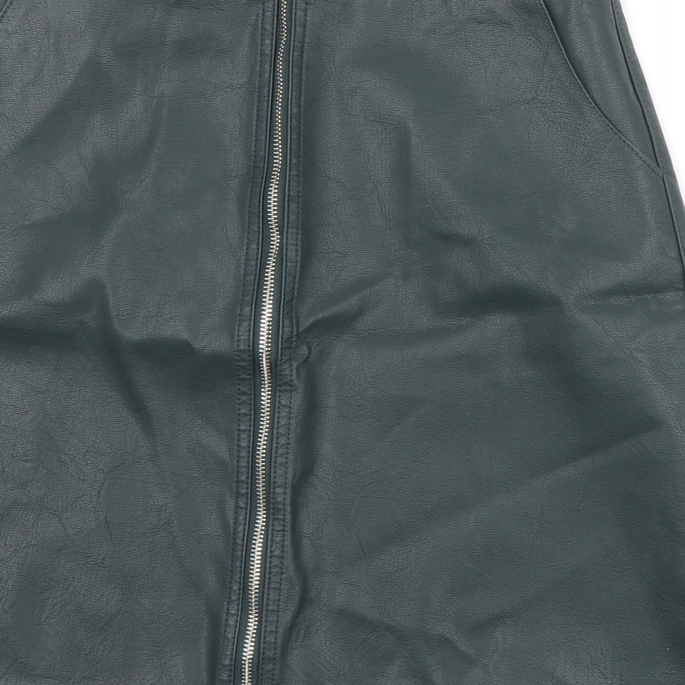 A&G Womens Green  Viscose A-Line Skirt Size XS   Zip
