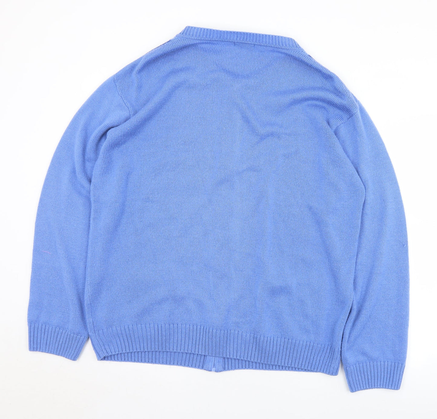 Damart Mens Blue Round Neck  Acrylic Full Zip Jumper Size XL