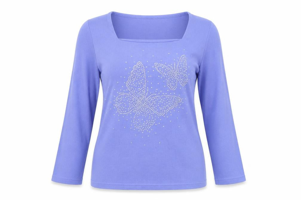 Love Leisure Womens Blue Square Neck  Polyester Pullover Jumper Size 12