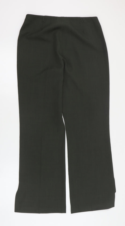 Select Womens Green  Polyester Dress Pants Trousers Size 14 L32 in Regular Zip