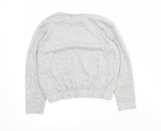 Matalan Girls Grey Round Neck  Polyester Pullover Jumper Size 9 Years  Pullover