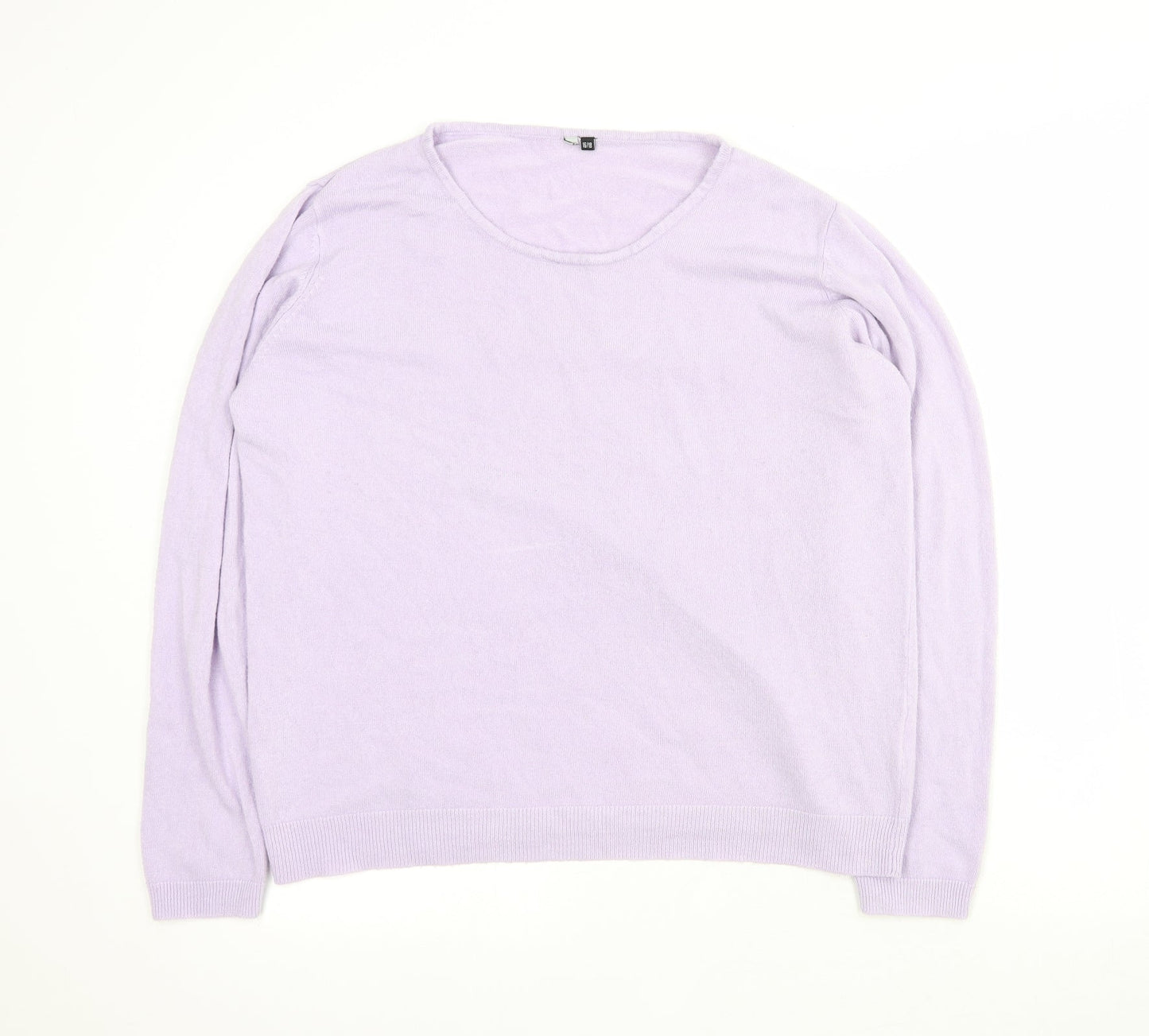 Essentials Womens Purple Round Neck  Acrylic Pullover Jumper Size 16