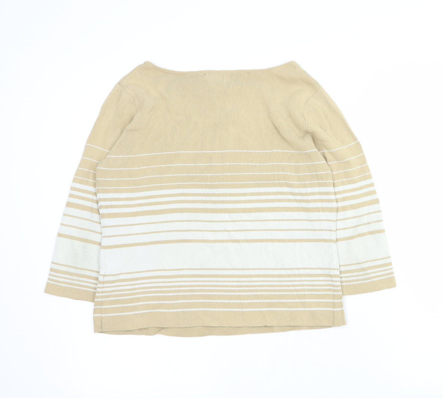 Debbie Morgan Womens Brown Round Neck Striped Viscose Pullover Jumper Size M