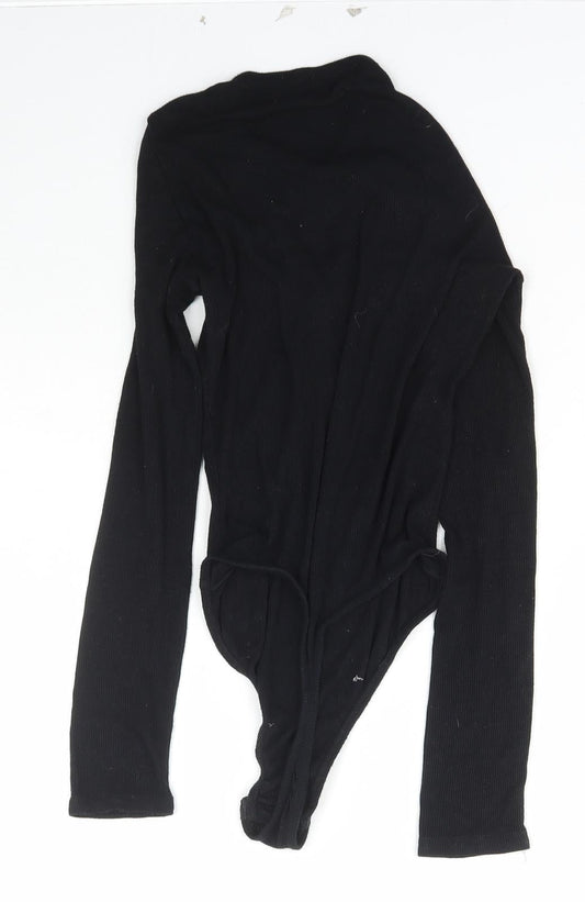 PRETTYLITTLETHING Womens Black  Polyester Bodysuit One-Piece Size 8  Snap