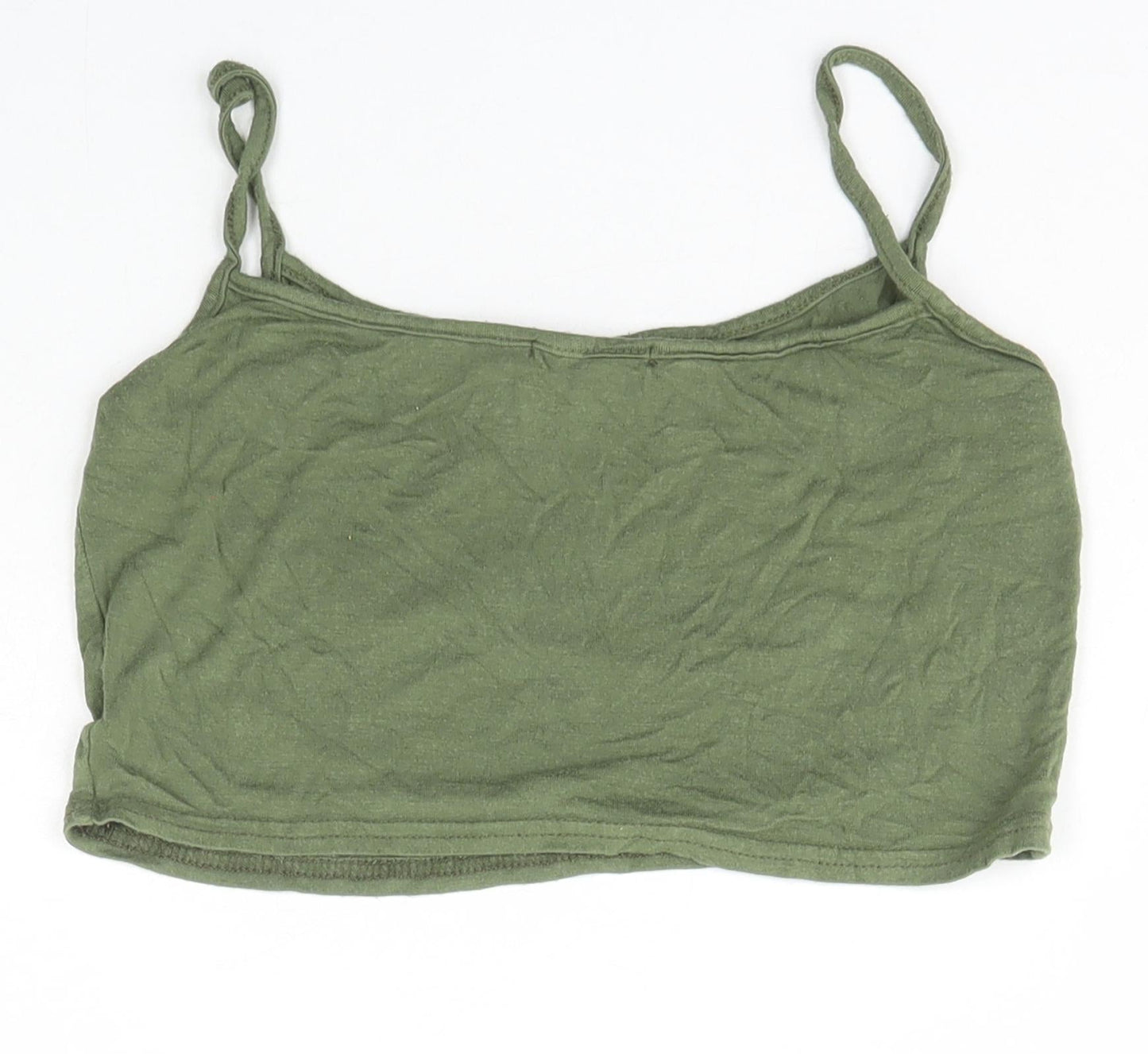 PRETTYLITTLETHING Womens Green  Viscose Basic Tank Size 6 Square Neck - flowers
