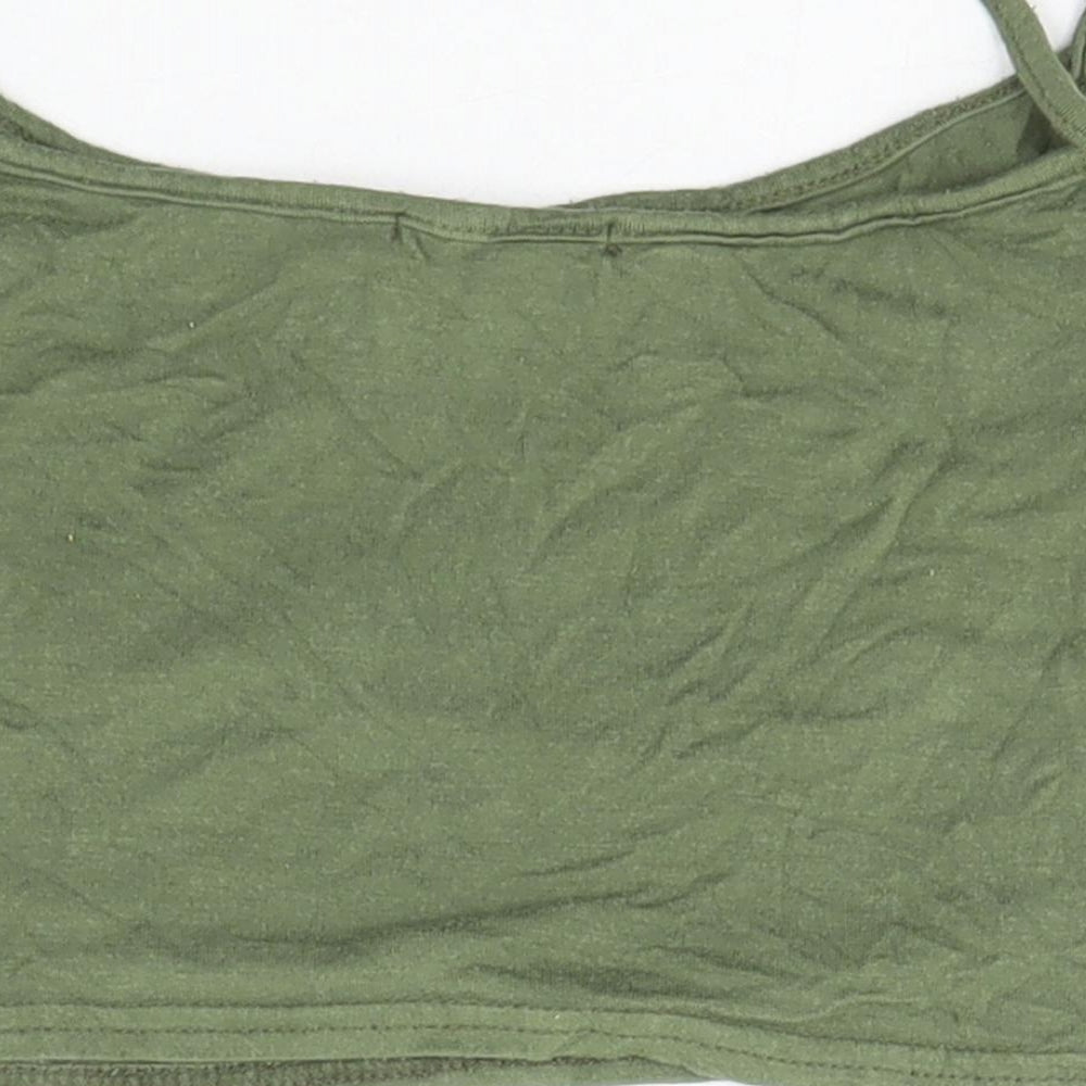 PRETTYLITTLETHING Womens Green  Viscose Basic Tank Size 6 Square Neck - flowers
