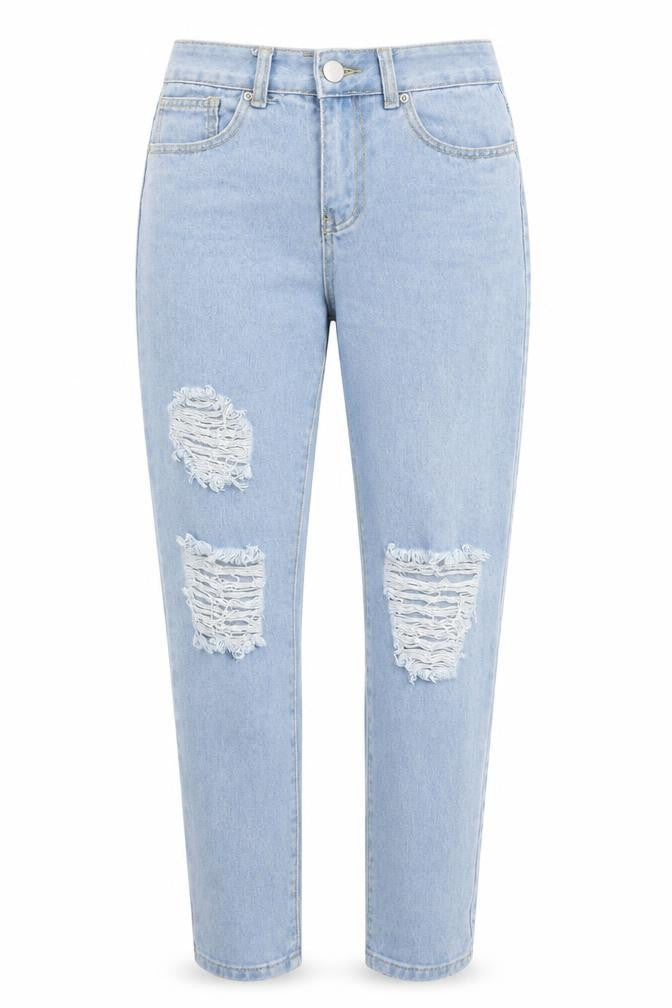 Boohoo Womens Blue  Cotton Tapered Jeans Size 10 L26 in Regular Zip