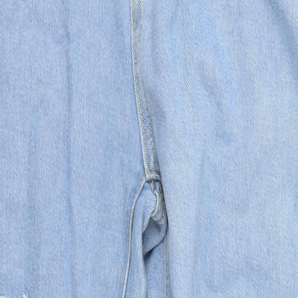 Boohoo Womens Blue  Cotton Tapered Jeans Size 10 L26 in Regular Zip