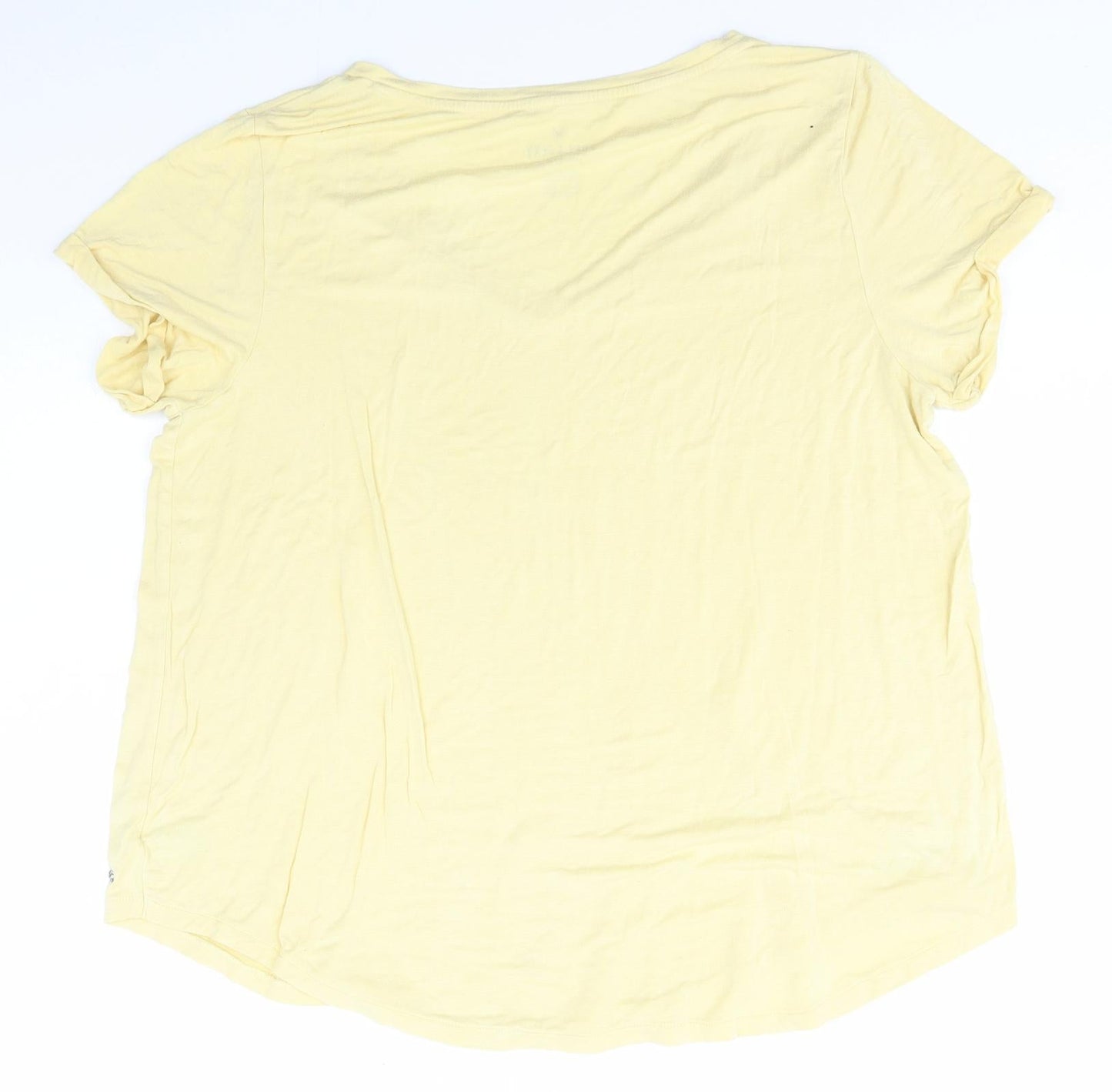 Soft & Sexy  Womens Yellow  Viscose Basic T-Shirt Size XL Collared