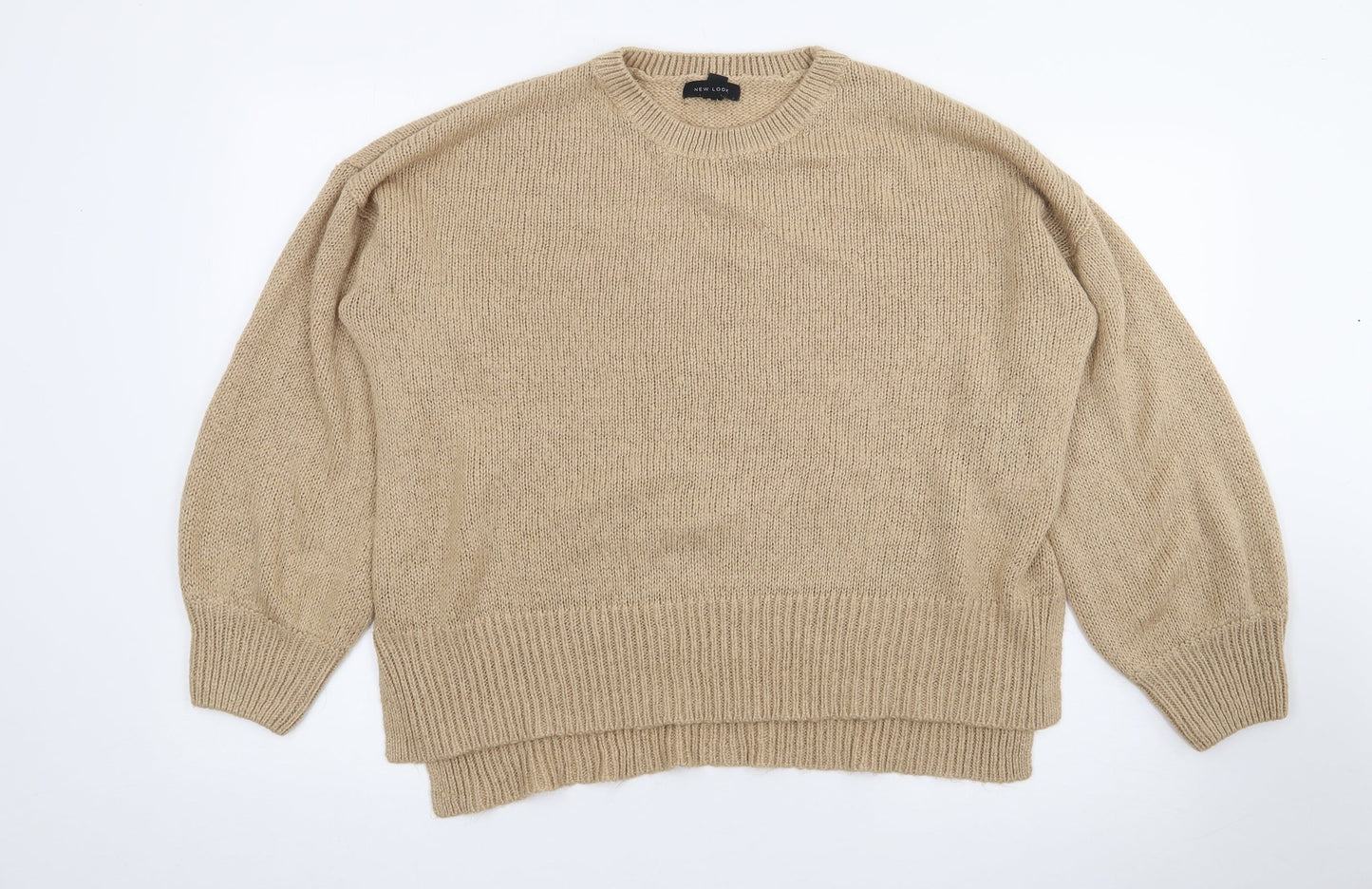 New Look Womens Beige Crew Neck  Acrylic Pullover Jumper Size L