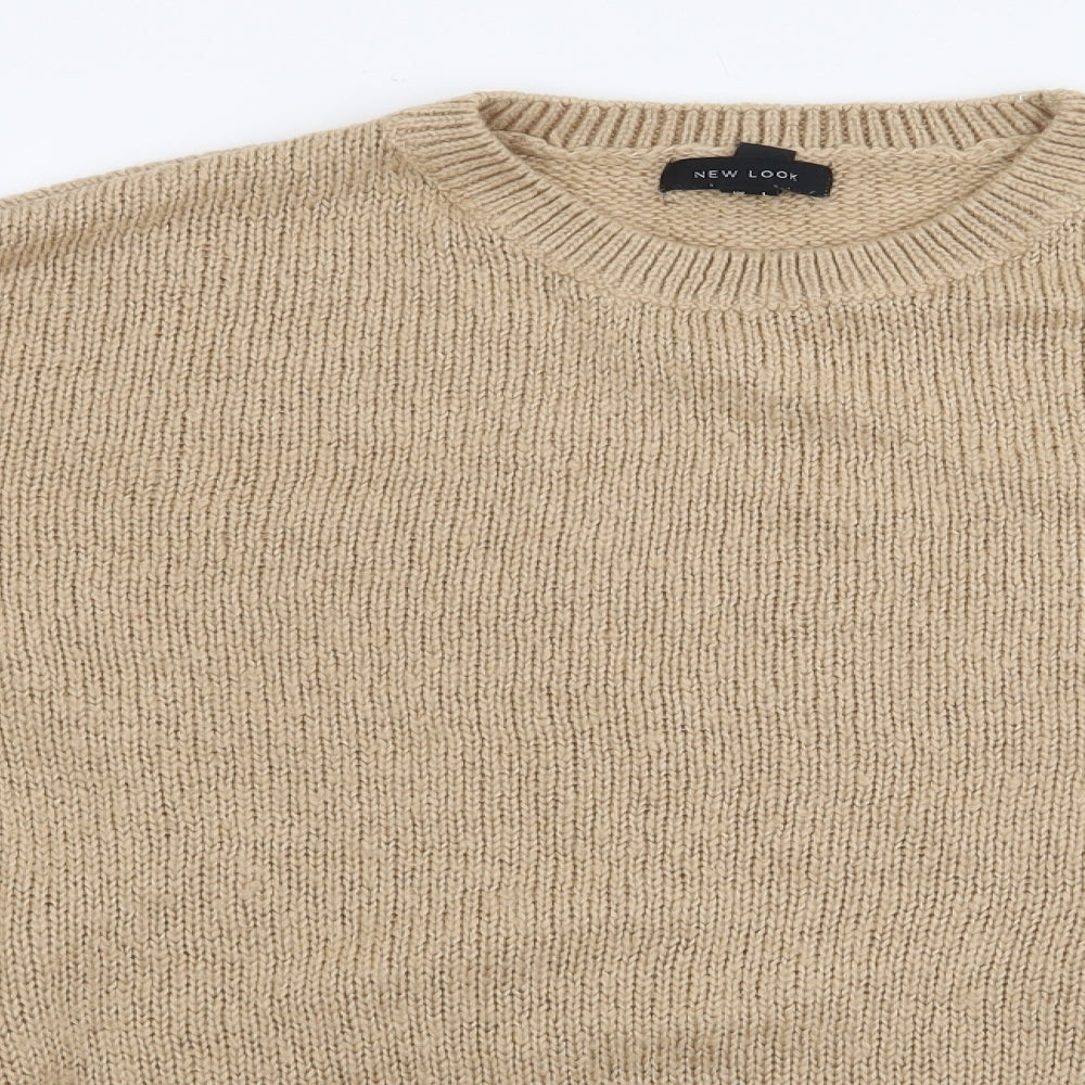 New Look Womens Beige Crew Neck  Acrylic Pullover Jumper Size L