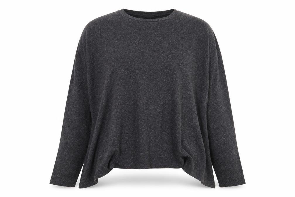 River Island Womens Grey  Viscose Jersey T-Shirt Size 8 Round Neck - Hanky Hem