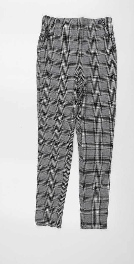 Stardivarius Womens Grey Plaid Polyester Trousers  Size M L27 in Regular