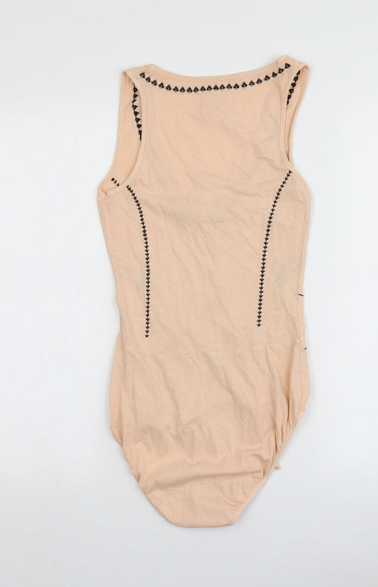 Sacred Hawk Womens Pink Geometric Cotton Bodysuit One-Piece Size S