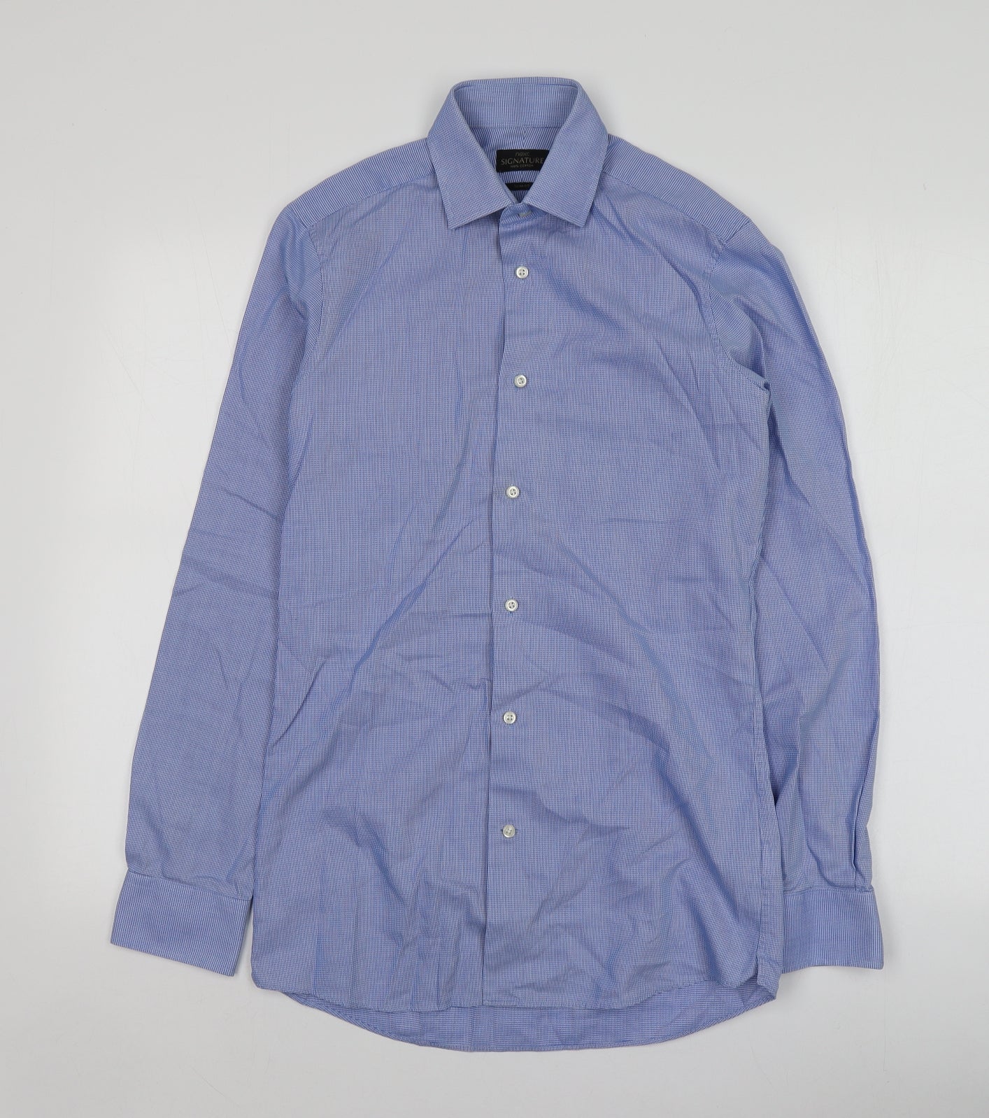 NEXT Mens Blue Striped Cotton  Button-Up Size S Collared