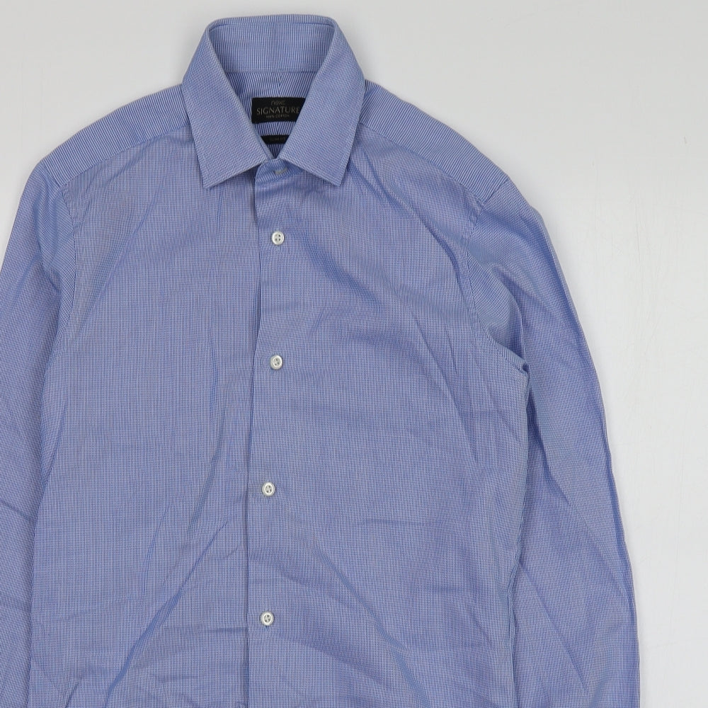 NEXT Mens Blue Striped Cotton  Button-Up Size S Collared