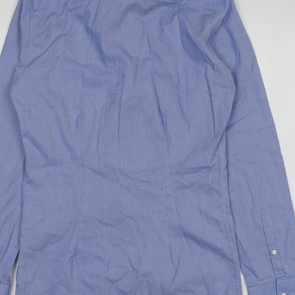 NEXT Mens Blue Striped Cotton  Button-Up Size S Collared